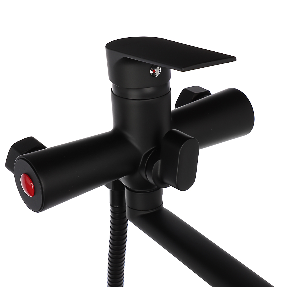 СоюзКран Смеситель для ванны с душем, прямой излив 35см, картридж 35мм, черный, цинк, SK08-P105, арт.№ 567-039