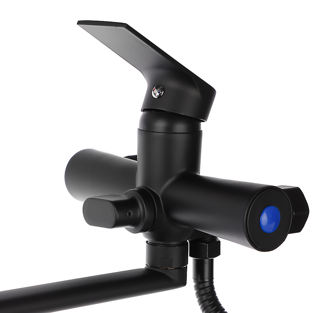 СоюзКран Смеситель для ванны с душем, прямой излив 35см, картридж 35мм, черный, цинк, SK08-P105, арт.№ 567-039