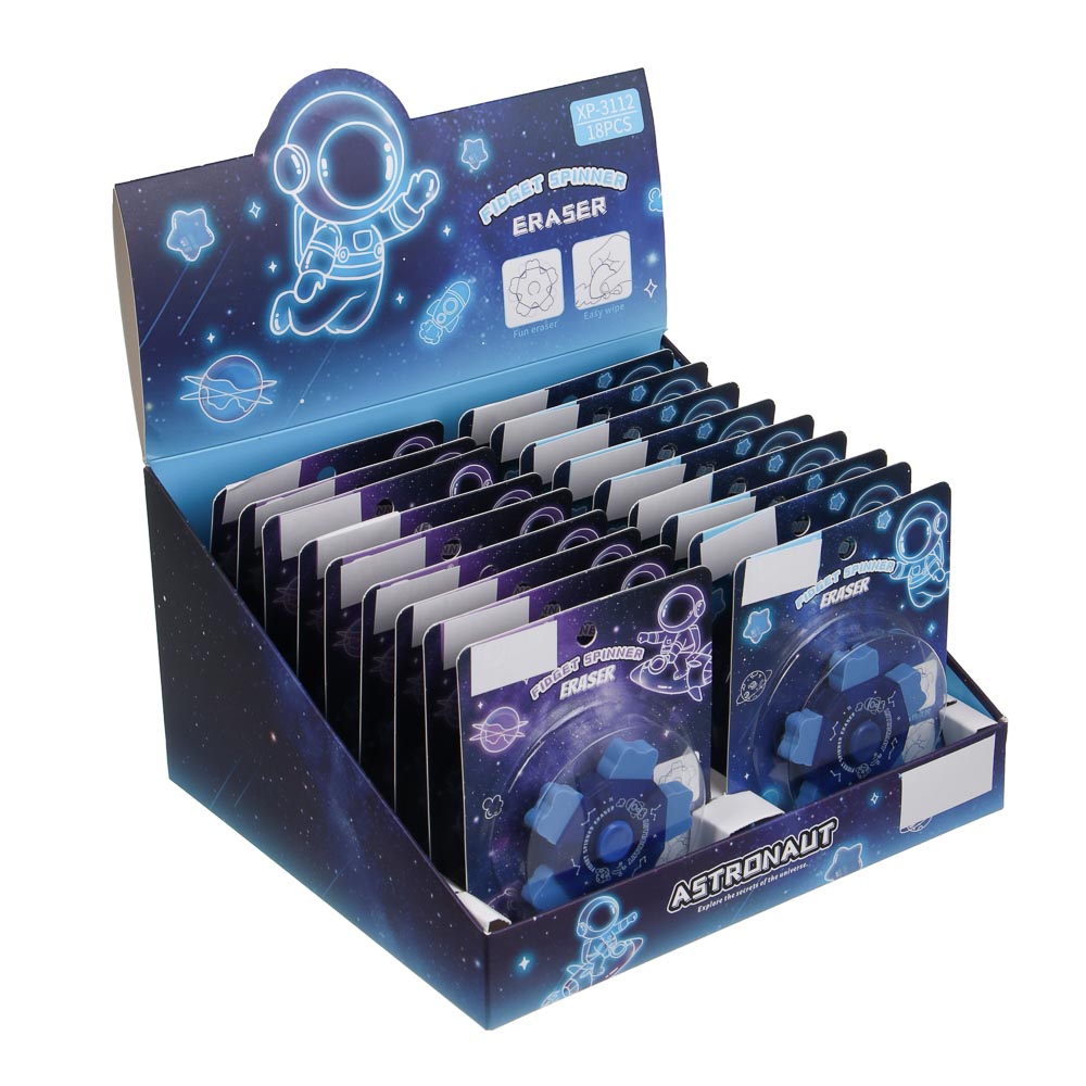 Ластик-спиннер 6х6см, "Космос", ПВХ, уп. 9х11см, 2 цвета, шоу-бокс, арт.№ 532-135