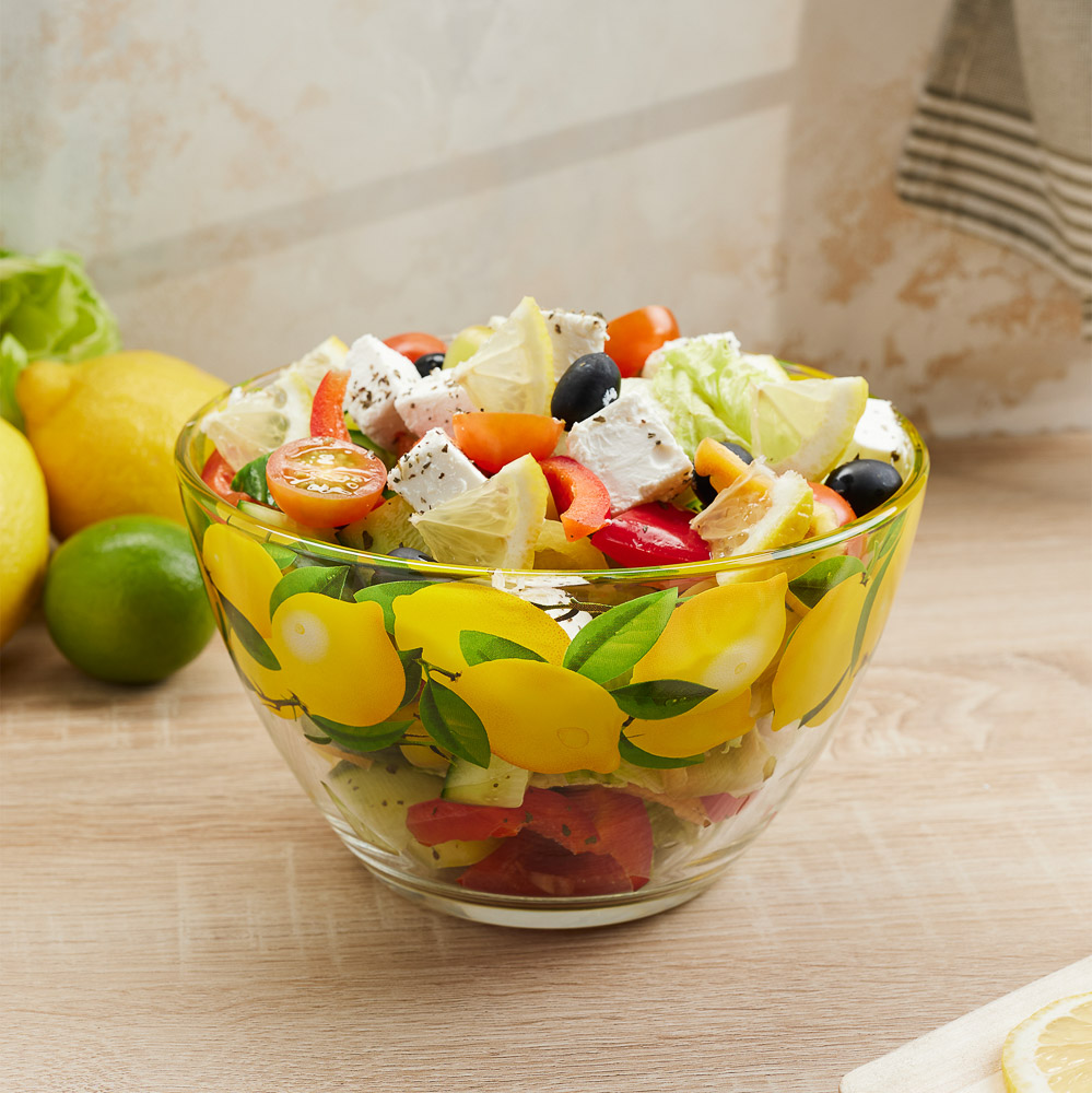 Салатник 1,5л, D-18,8см, Лимоны, стекло, арт.№ 877-688
