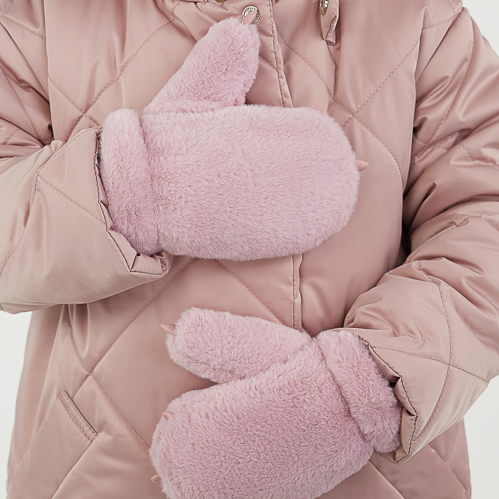 GALANTE Рукавицы детские из эко-меха с аппликацией лапки, р.12, 2 цвета, СЗПВ24-31, арт.№ 363-394