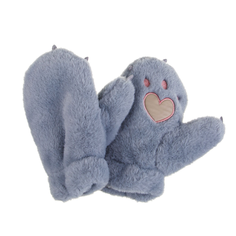 GALANTE Рукавицы детские из эко-меха с аппликацией лапки, р.12, 2 цвета, СЗПВ24-31, арт.№ 363-394