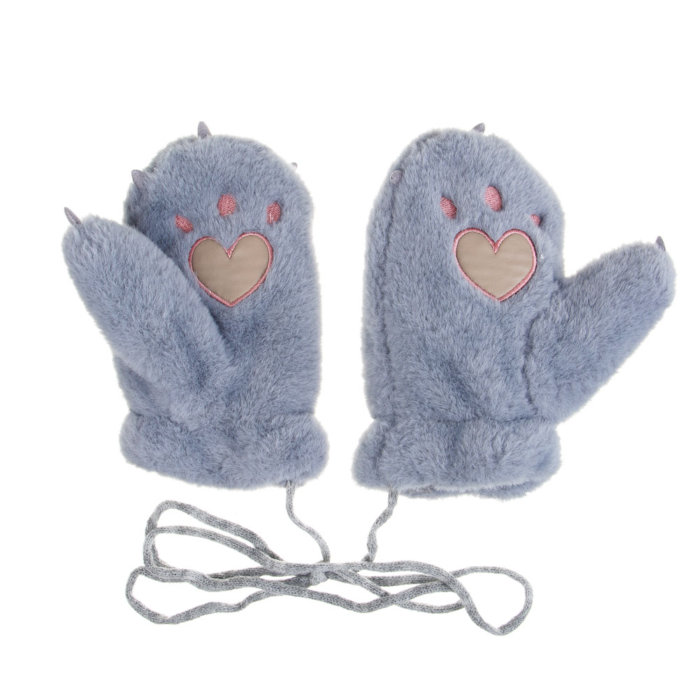 GALANTE Рукавицы детские из эко-меха с аппликацией лапки, р.12, 2 цвета, СЗПВ24-31, арт.№ 363-394