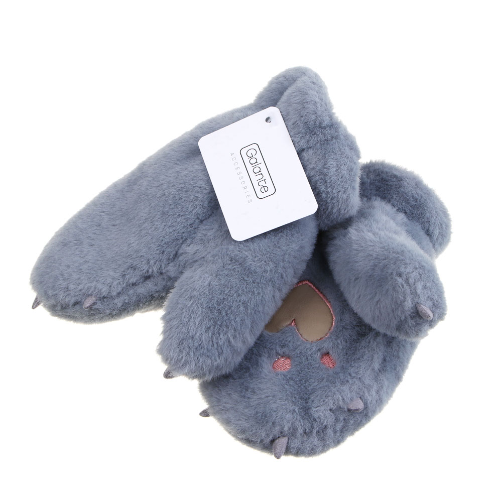 GALANTE Рукавицы детские из эко-меха с аппликацией лапки, р.12, 2 цвета, СЗПВ24-31, арт.№ 363-394