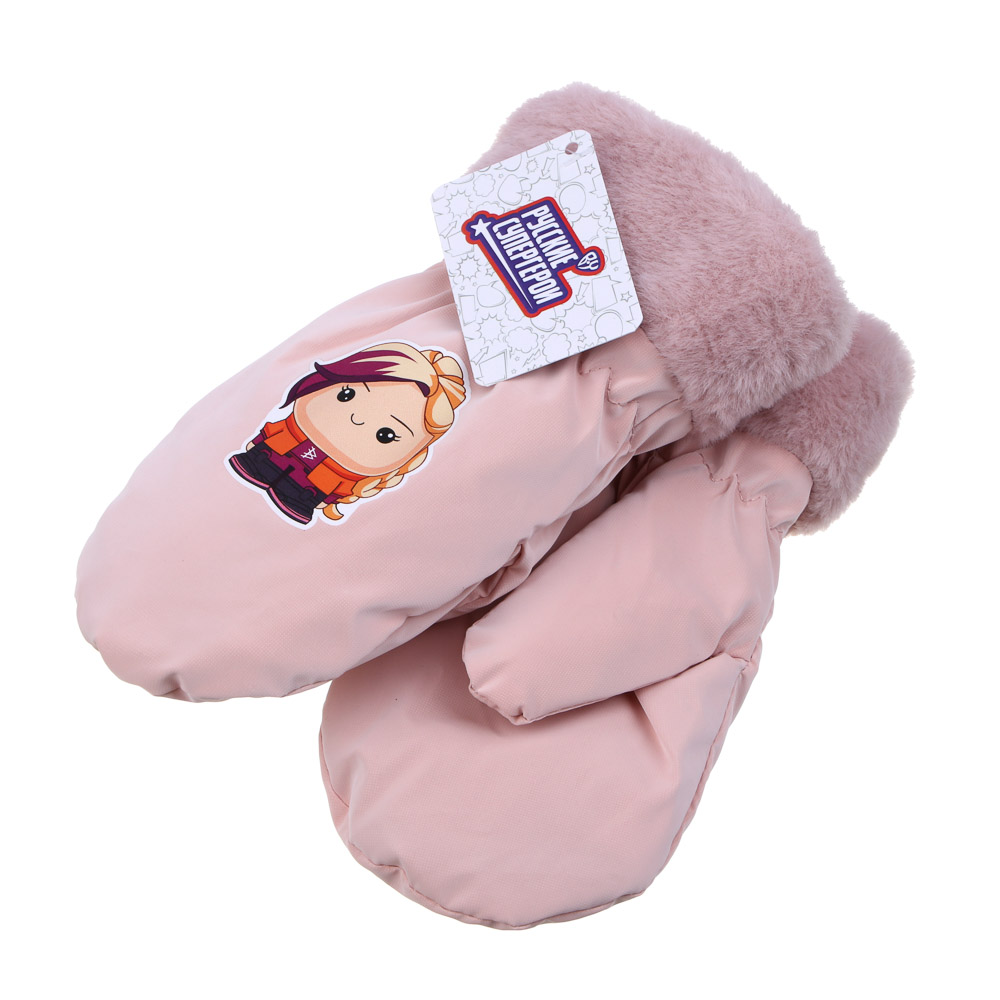 BY Русские Супергерои Рукавицы детские на флисе с термоаппликацией, р.12, 2 дизайна, СЗПВ24-32, арт.№ 363-395