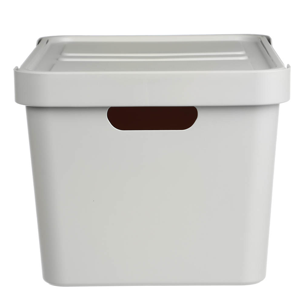 Ящик с крышкой универсальный с ручками Luxe, 38х27,6х22см, 18л, светло-серый, арт.№ 457-681