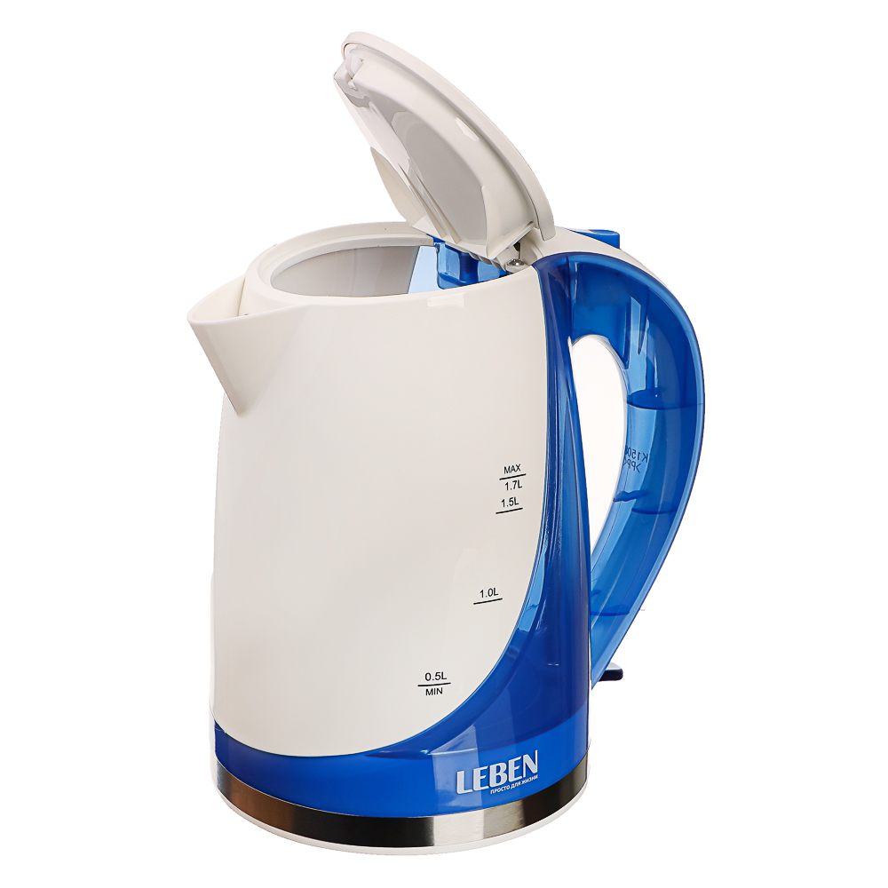 LEBEN Чайник электрический 1,7л, 1850Вт, скрытый нагр.элемент, автооткл., пластик, FK-1508-2, арт.№ 291-029