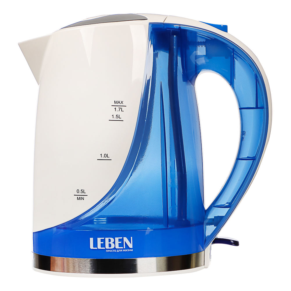 LEBEN Чайник электрический 1,7л, 1850Вт, скрытый нагр.элемент, автооткл., пластик, FK-1508-2, арт.№ 291-029