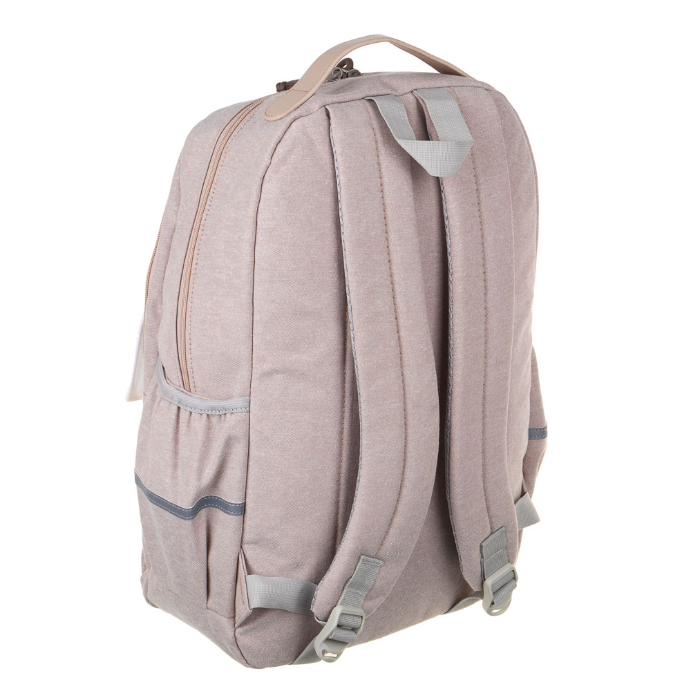 Рюкзак подростковый 45x30x20см, 2 отд., 3 карм., липучка, декор "мишка", ПЭ, иск.кожа, бежевый, арт.№ 254-751