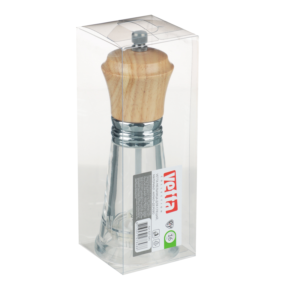 VETTA Мельница для специй акрил+дерево 16см P019-06P, арт.№ 827-043