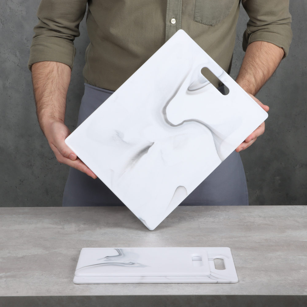 SATOSHI Мрамор Набор досок разделочных 3шт 36,5х27,5х0,6см, 30х20х0,6см, 25х15х0,6см, пластик, арт.№ 852-153