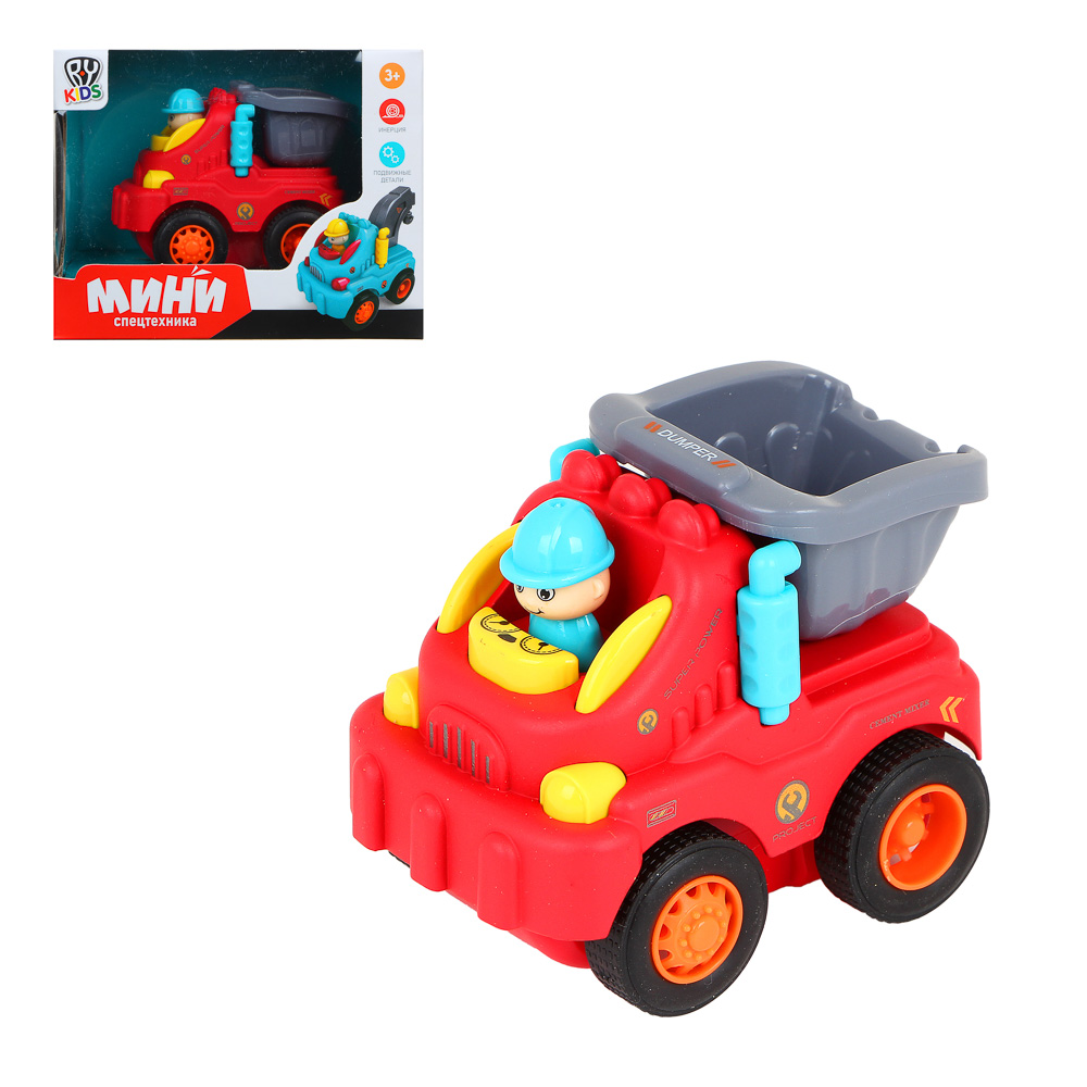 BY Мини-машинка в виде спецтехники, инерция, металл, пластик, 12,2х9,5х7,5см, 2 дизайна, арт.№ 292-232