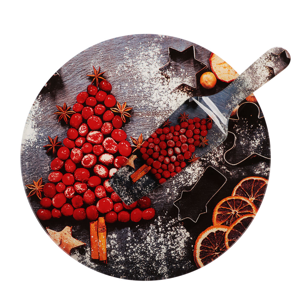 Ягодное ассорти Набор для торта 2 предмета, блюдо 30см, лопатка 26х7см, стекло, арт.№ 820-801