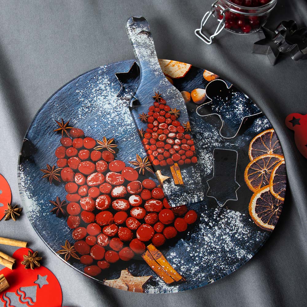 Ягодное ассорти Набор для торта 2 предмета, блюдо 30см, лопатка 26х7см, стекло, арт.№ 820-801