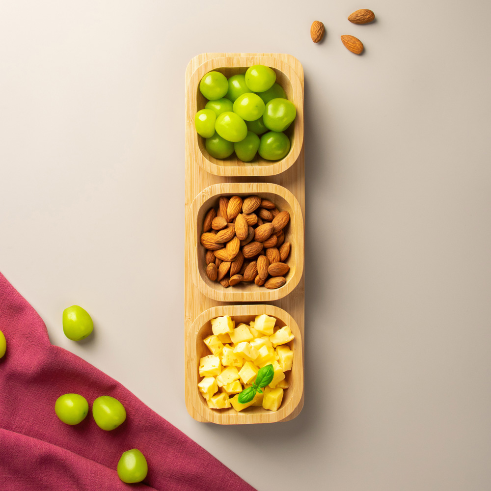 SATOSHI Набор для закусок на подставке 4пр., бамбук, 33х10.8х4.7см, арт.№ 883-551