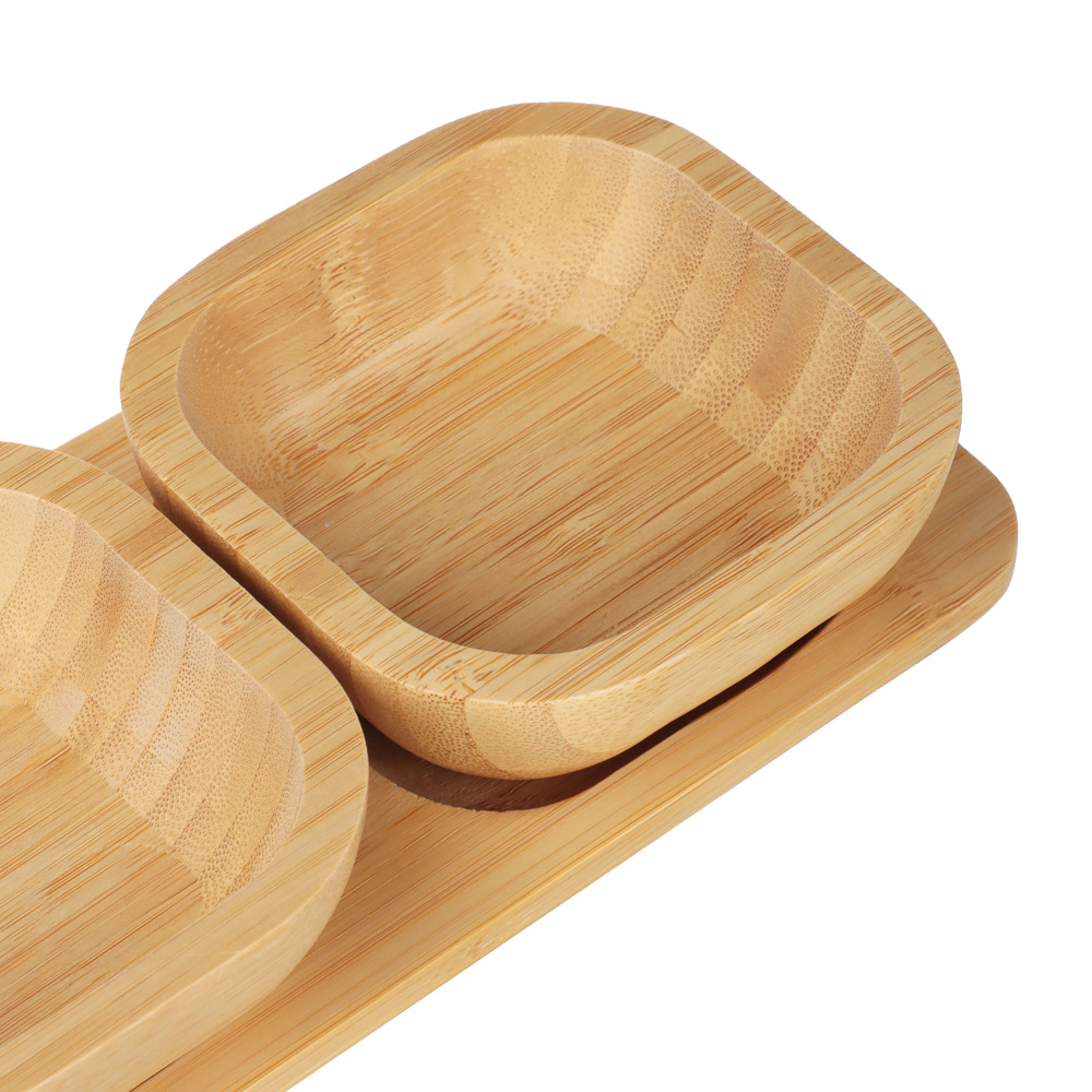 SATOSHI Набор для закусок на подставке 4пр., бамбук, 33х10.8х4.7см, арт.№ 883-551