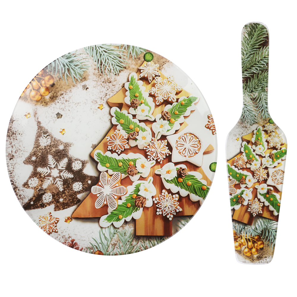 Чудеса Набор для торта 2 предмета, блюдо 30см, лопатка 26х7см, стекло, арт.№ 820-905