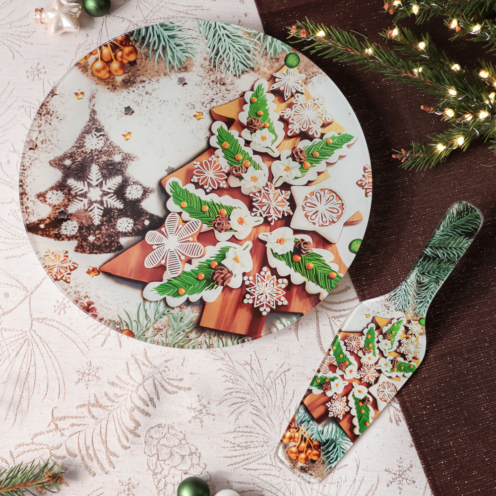 Чудеса Набор для торта 2 предмета, блюдо 30см, лопатка 26х7см, стекло, арт.№ 820-905