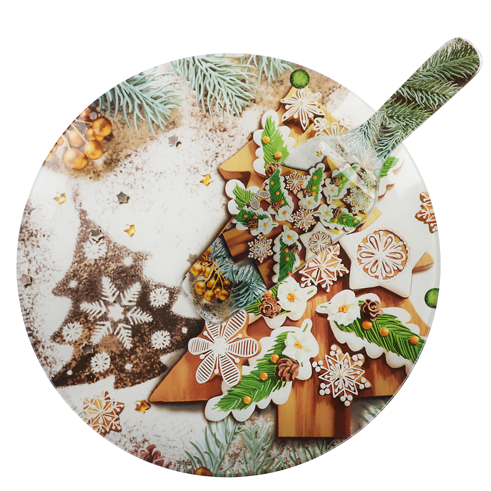 Чудеса Набор для торта 2 предмета, блюдо 30см, лопатка 26х7см, стекло, арт.№ 820-905