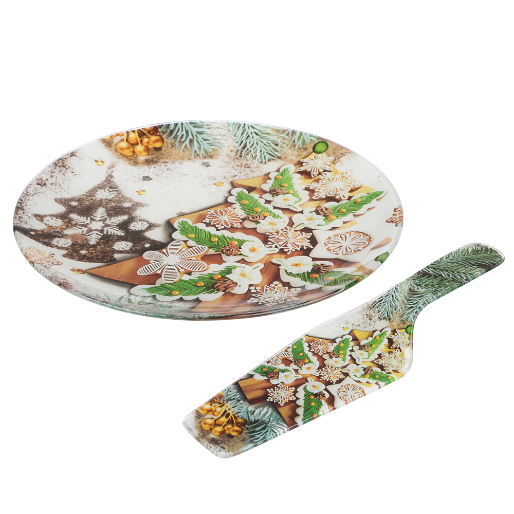 Чудеса Набор для торта 2 предмета, блюдо 30см, лопатка 26х7см, стекло, арт.№ 820-905