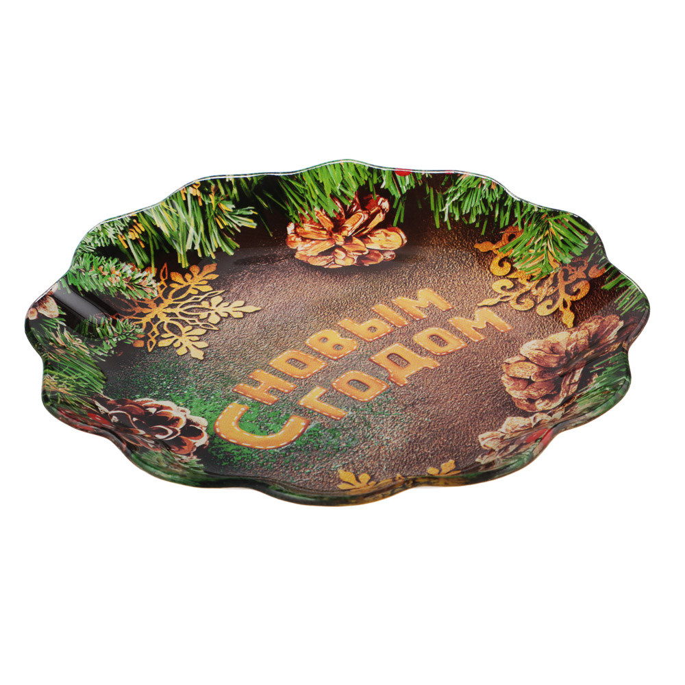 Шишки Блюдо круглое, 20см, стекло, арт.№ 820-906