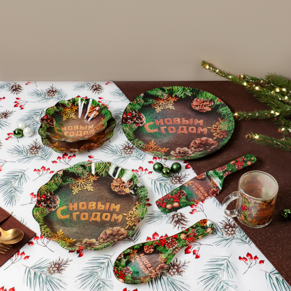 Шишки Блюдо круглое, 25см, стекло, арт.№ 820-907