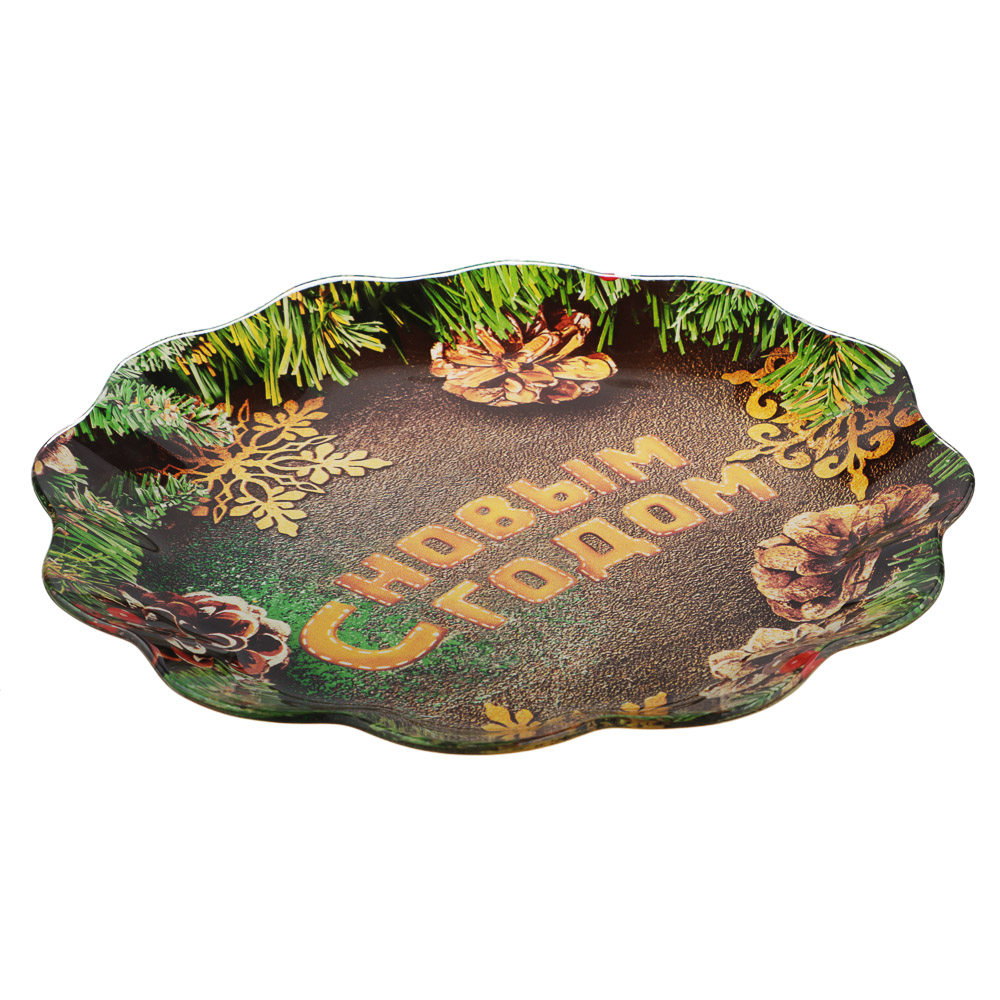 Шишки Блюдо круглое, 25см, стекло, арт.№ 820-907