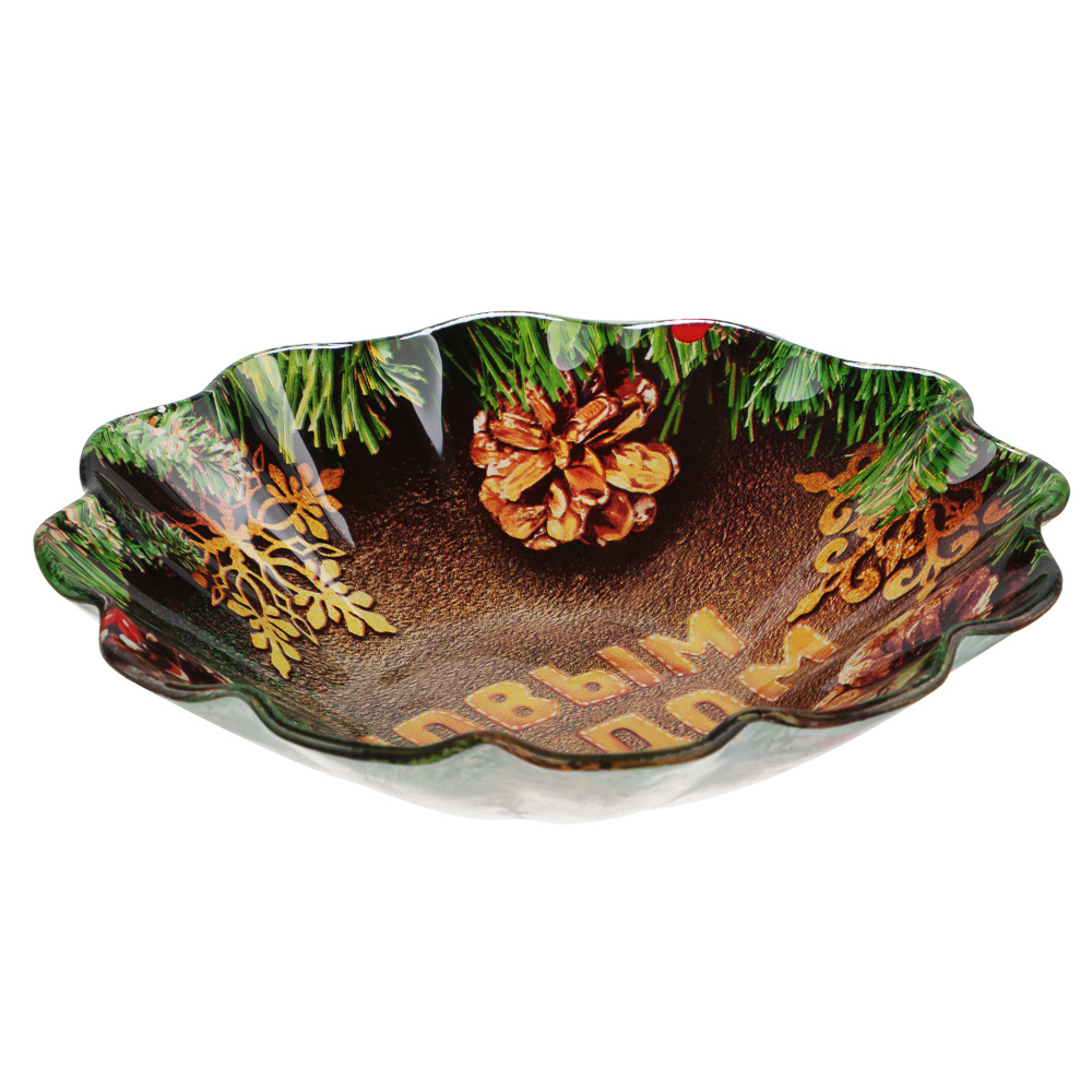 Шишки Салатник круглый, 18х4,5см, стекло, арт.№ 820-908