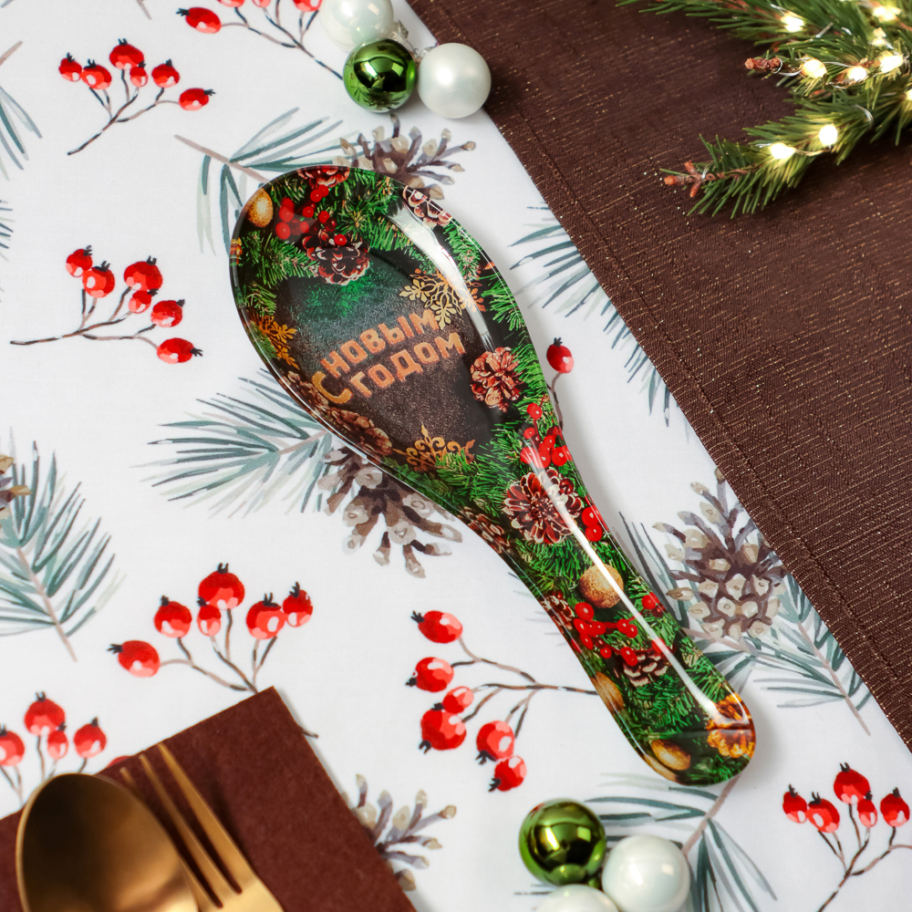 Шишки Подставка для ложки, 23,5х8х1,5см, стекло, арт.№ 820-909