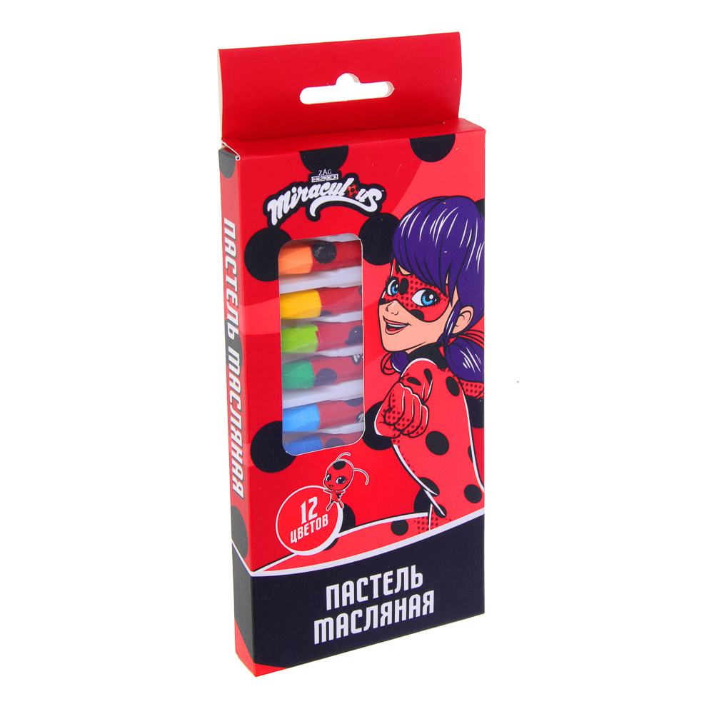 Ледибаг Восковые карандаши "Пастель масляная", 12 цветов, в картонной коробке, серия "Кор", арт.№ 811-004