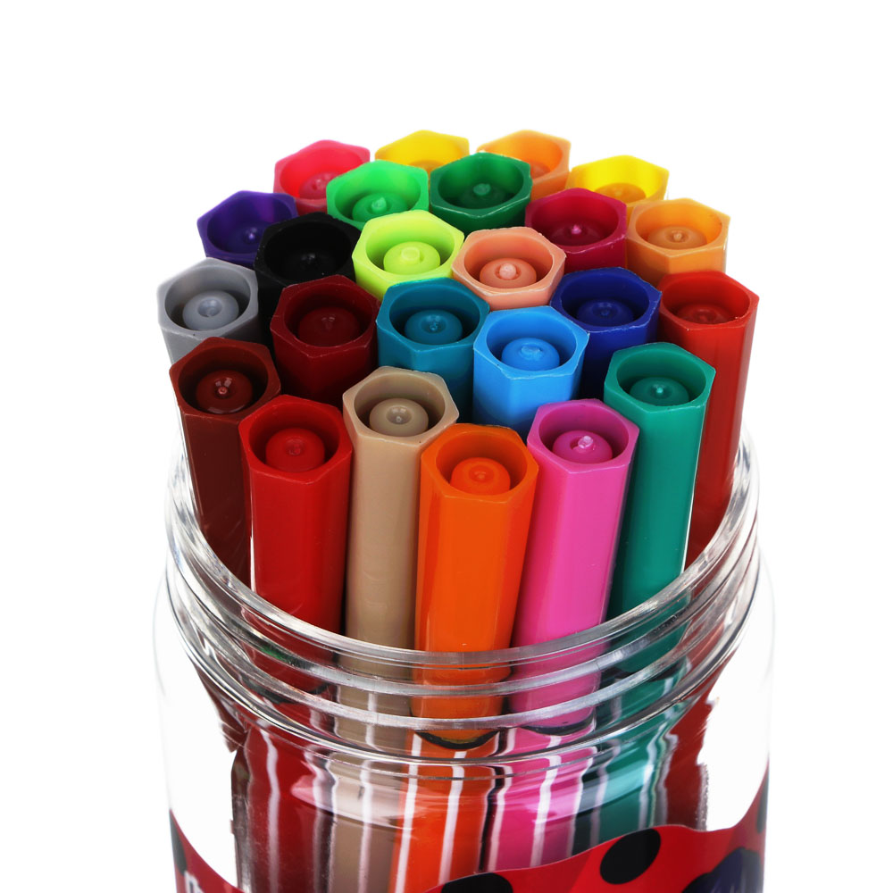 Ледибаг Набор смываемых фломастеров, 24 цвета, пластиковая туба, серия "Кор", арт.№ 811-005