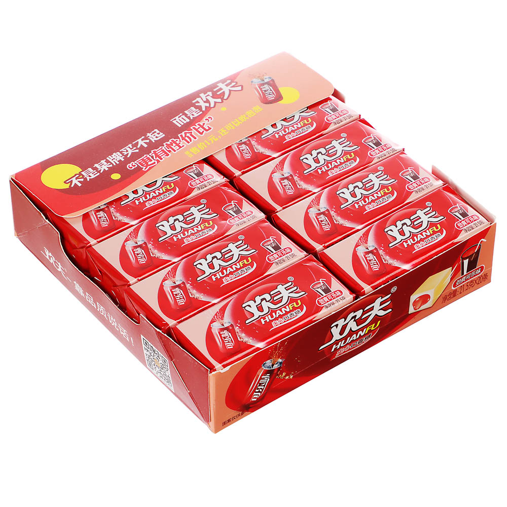 Жевательная резинка кубики с наполнителем HUANFU, 21,5 гр, кола, арт.№ 347-453