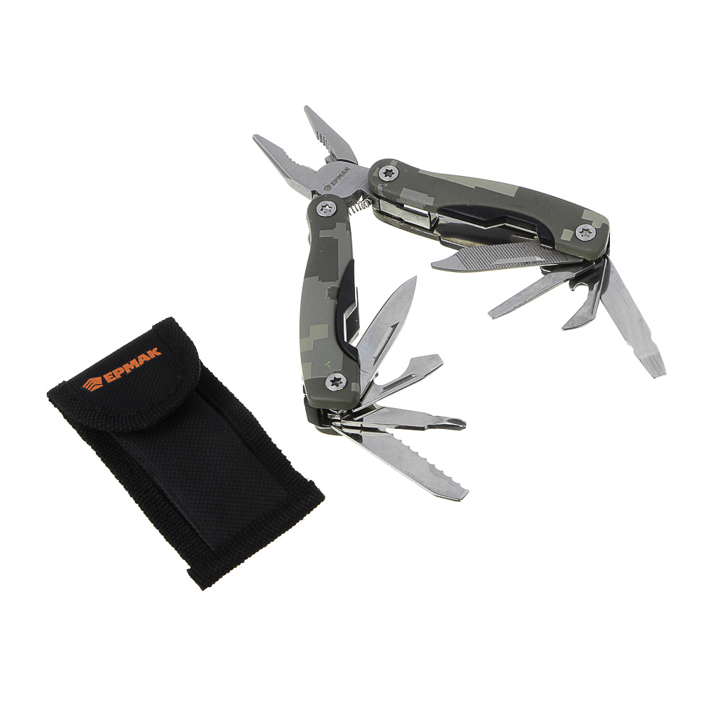 Инструмент многофункциональный тм ЕРМАК, 15 функций, 10,5см, нерж.сталь, арт.№ 118-152