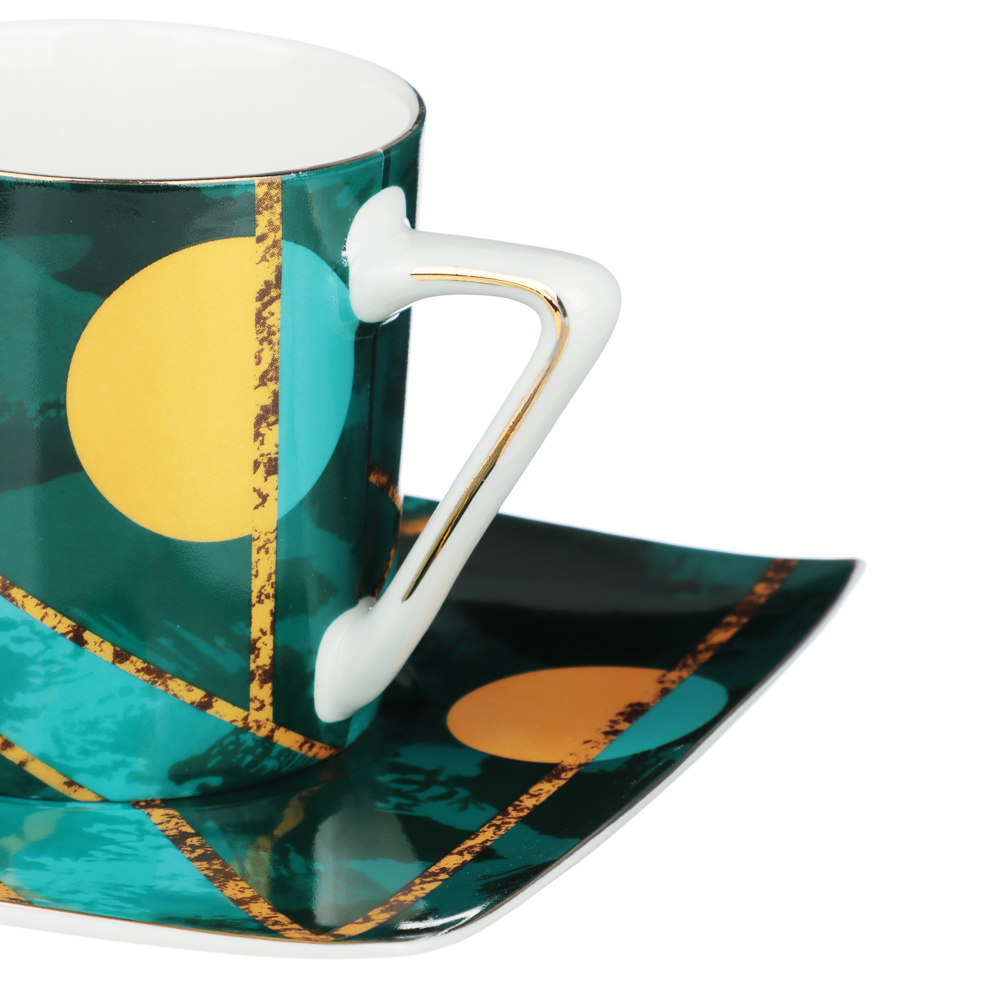 MILLIMI Геометрия ультрамарин Набор кофейный 2 пр., 180мл, 14см, костяной фарфор, арт.№ 802-411