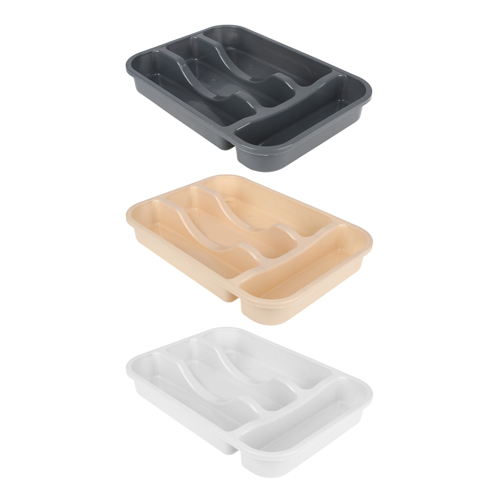 Лоток для столовых приборов тм VETTA, 4 секции, 31х22х4см, пластик, 3 цвета, арт.№ 485-110