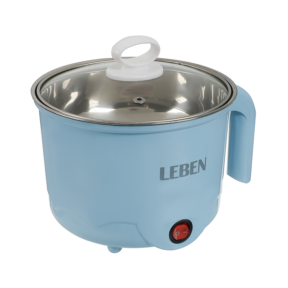 LEBEN Миниварка, 1,7л, 600Вт, двойная стенка, нерж. сталь, пластик, металл, голубой, арт.№ 288-016