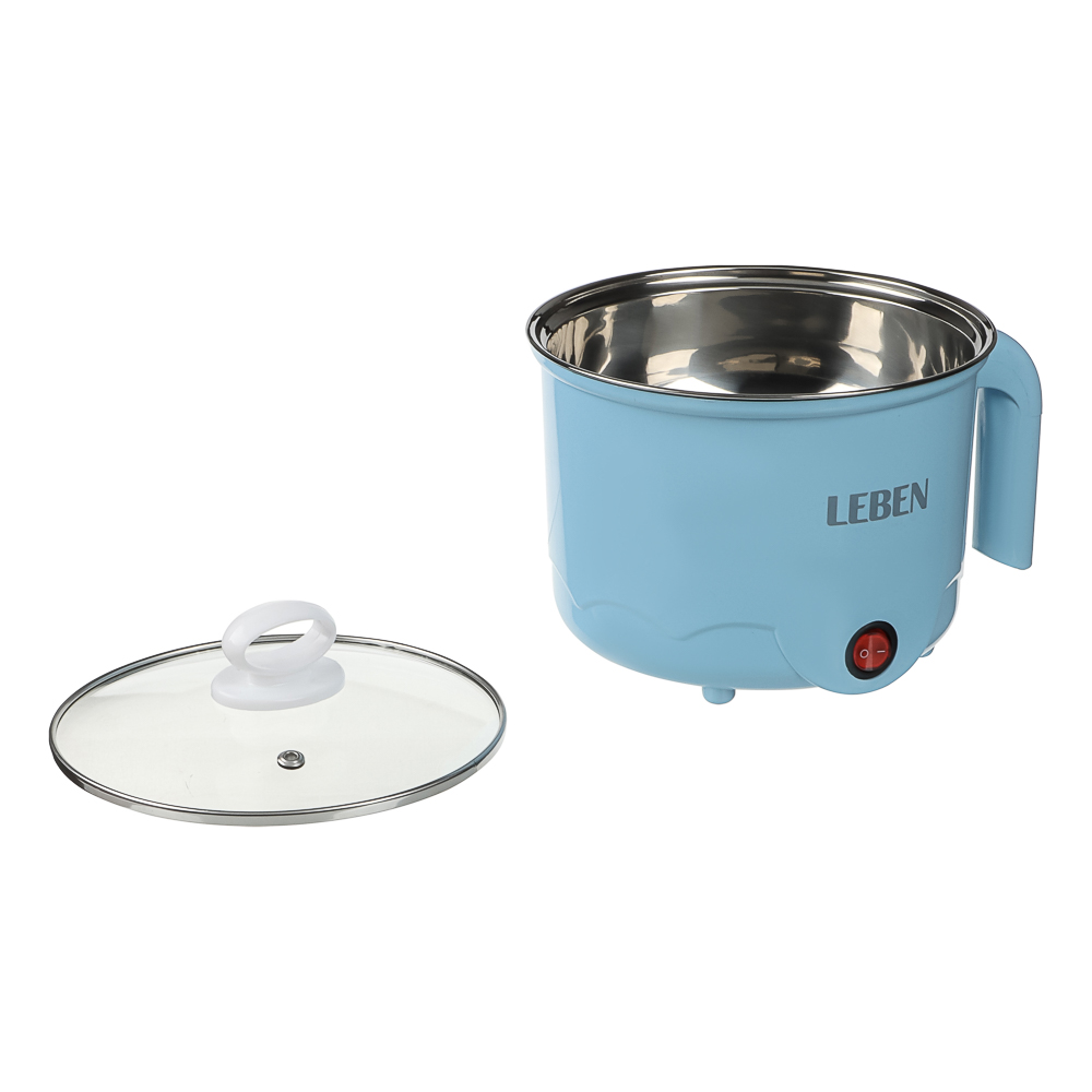 LEBEN Миниварка, 1,7л, 600Вт, двойная стенка, нерж. сталь, пластик, металл, голубой, арт.№ 288-016