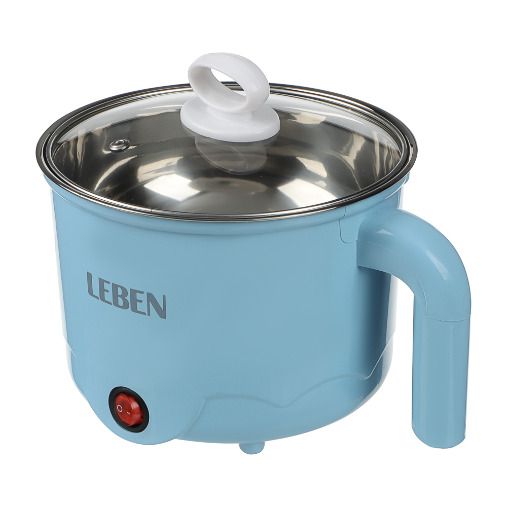 LEBEN Миниварка, 1,7л, 600Вт, двойная стенка, нерж. сталь, пластик, металл, голубой, арт.№ 288-016