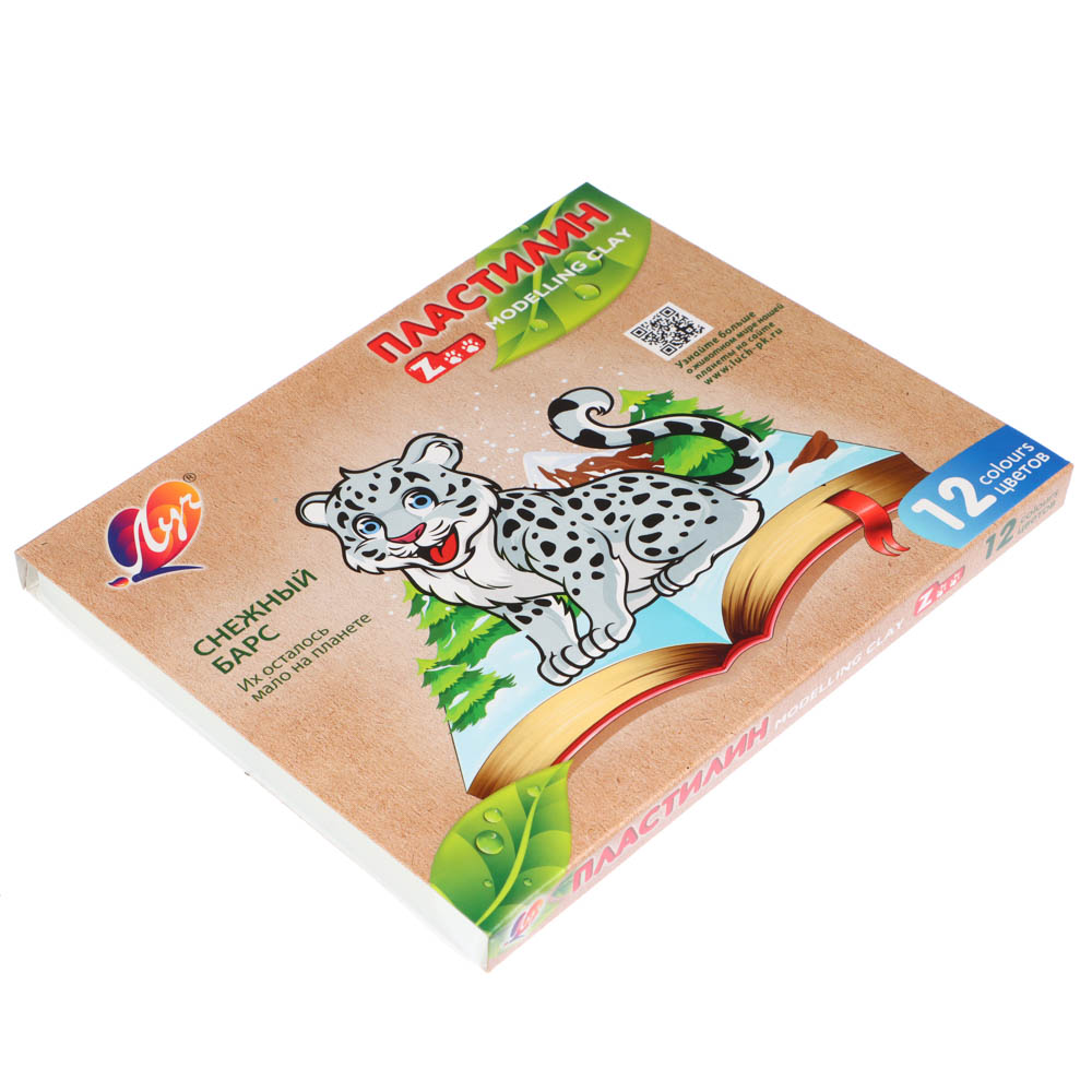 ЛУЧ Пластилин "ZOO", 12 цветов, 180 грамм, в картонной коробке, 29С 1722-08, арт.№ 239-068