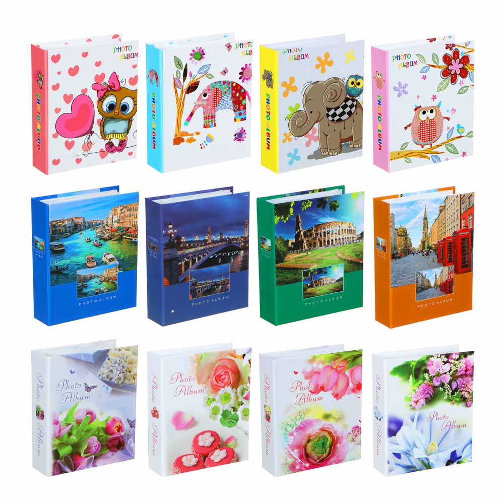 Фотоальбом 14х17см, на 40 фото 10х15см, PP, картон, 12 дизайнов, арт.№ 401-014