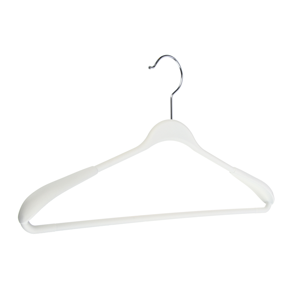 Вешалка для одежды тм VETTA, 43х21,5х3 см, пластик с покрытием софт тач, широкие плечи, цвет белый, арт.№ 456-141