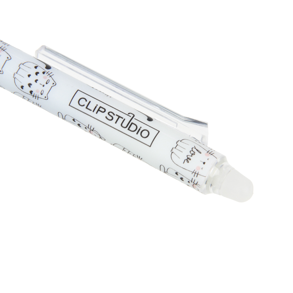 Авторучка гелевая ClipStudio "пиши-стирай" синяя, наконечник 0,6 мм, 4 дизайна, арт.№ 614-110