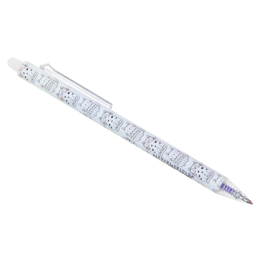 Авторучка гелевая ClipStudio "пиши-стирай" синяя, наконечник 0,6 мм, 4 дизайна, арт.№ 614-110