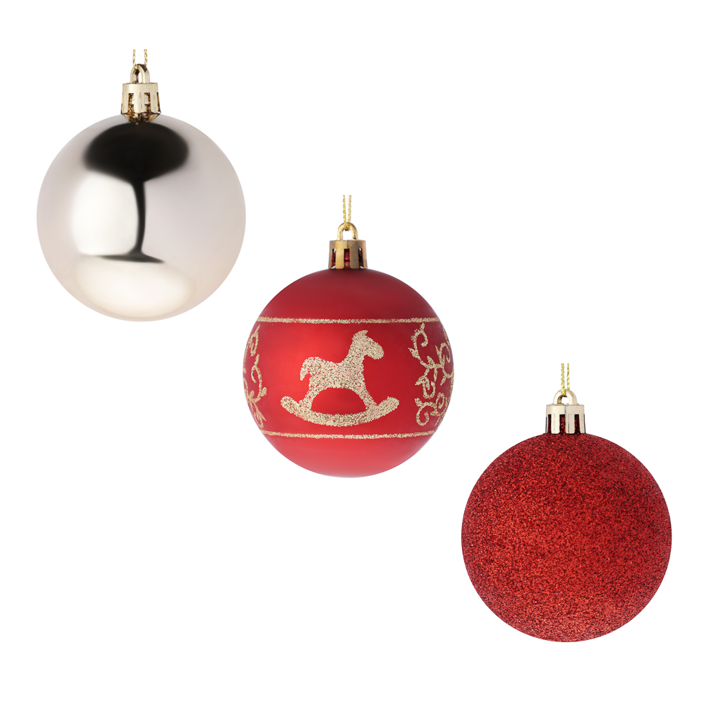 СНОУ БУМ Набор шаров 6 см, 18 шт, пластик, глиттер, 26-101, арт.№ 309-065