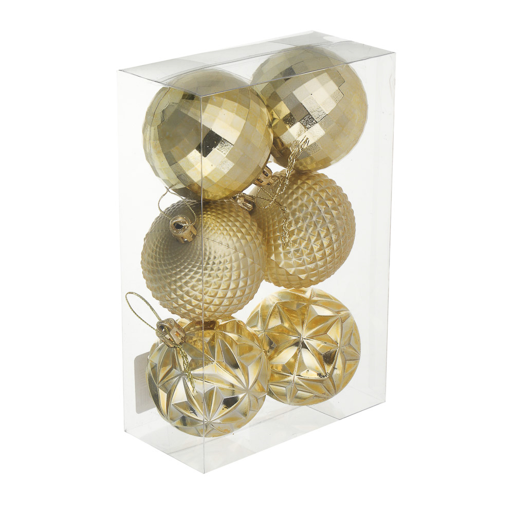 СНОУ БУМ Набор шаров 6 см, 6 шт, золото, 26-102, арт.№ 373-537