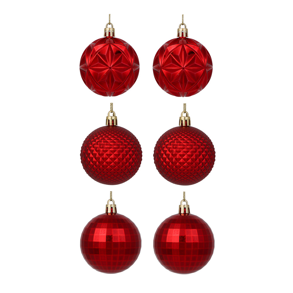 СНОУ БУМ Набор шаров 6 см, 6 шт, красный, 26-103, арт.№ 373-538