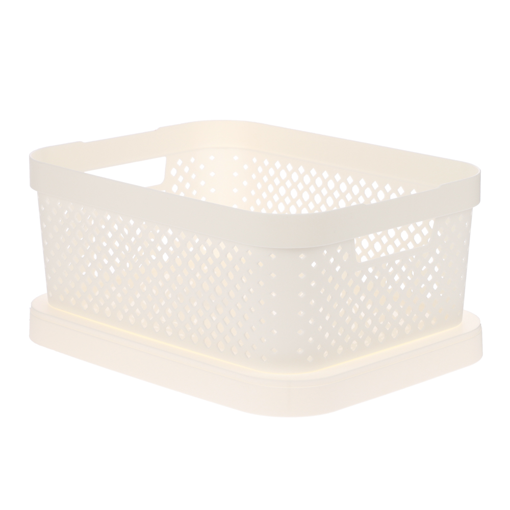 Корзинка для хранения с крышкой Plast Team STOCKHOLM, 10 л молочный туман, арт.№ 457-838