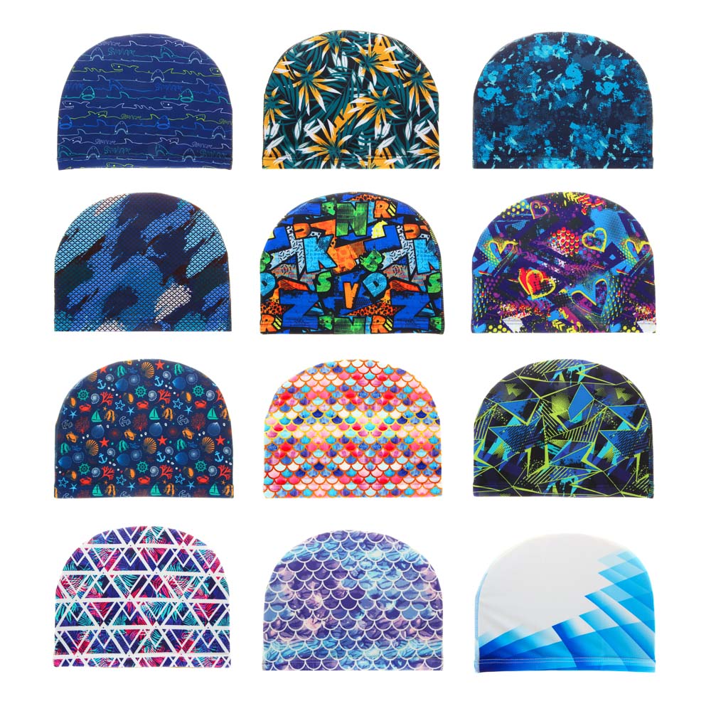 SILAPRO Шапочка для плавания, универсальная, 22.5х17см, капроновое волокно, 12 дизайнов, арт.№ 087-002