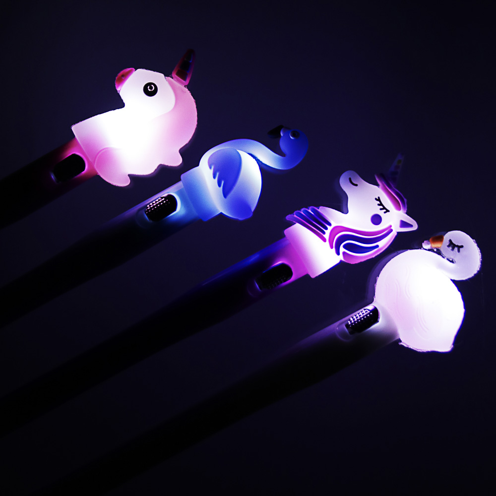 Ручка гелевая синяя, с объемной фигуркой и внутренней подсветкой, 16см, пластик, 4 дизайна, арт.№ 622-020