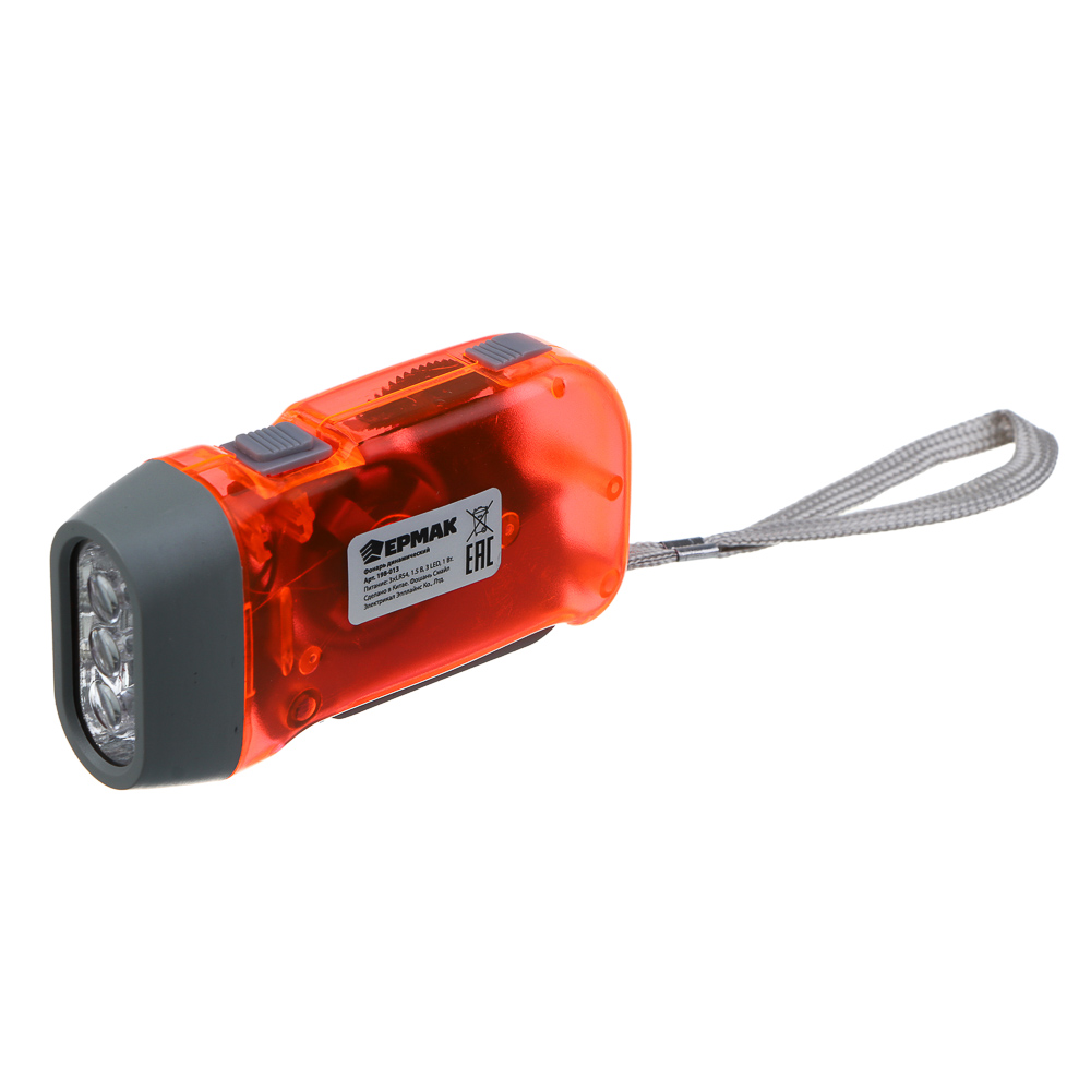 Фонарик динамический тм ЕРМАК, 3 LED, пластик, 50х100х30 мм, арт.№ 198-013